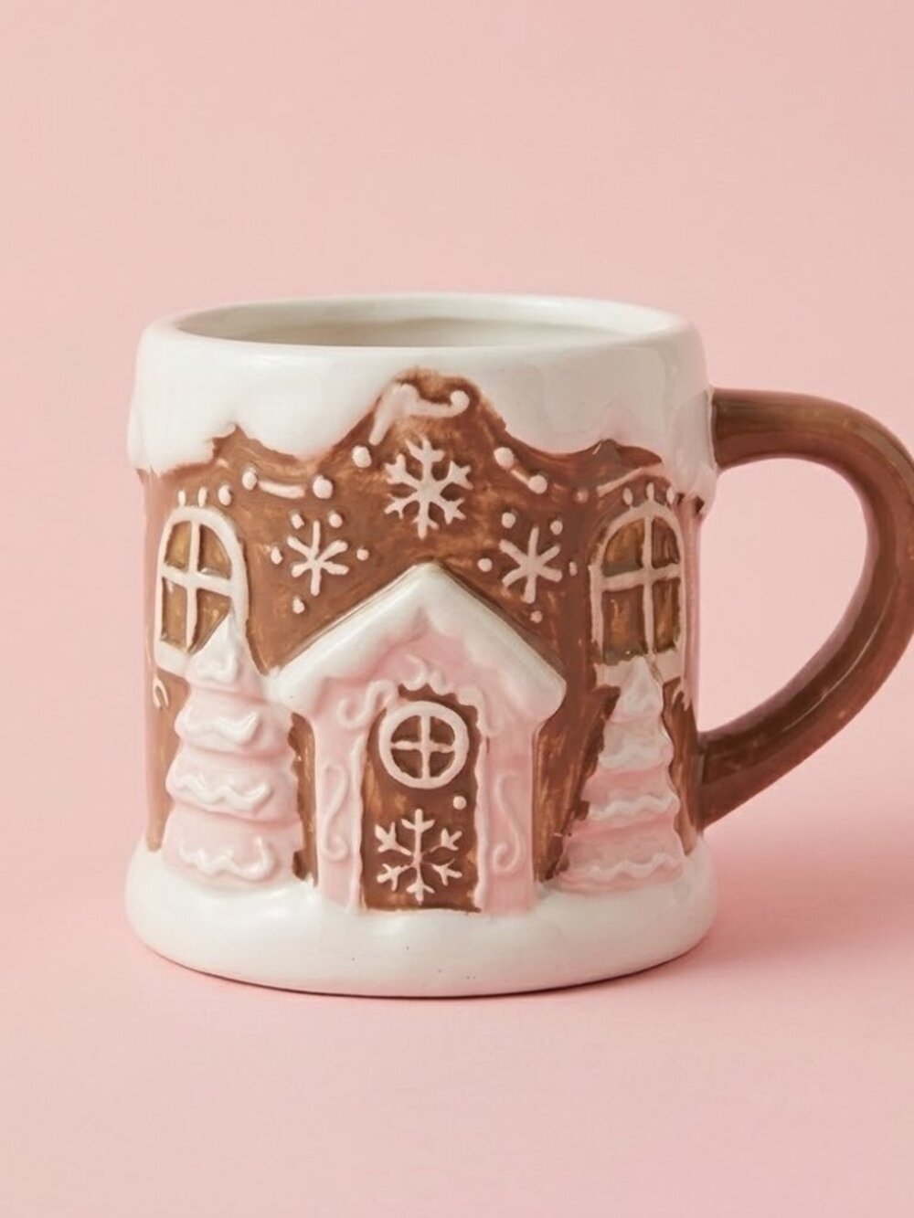 NWT TikTok Viral Pink Gingerbread House Mug